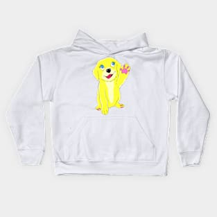 Dog Waving Pocket, Cute Puppy Pocket Kids Hoodie